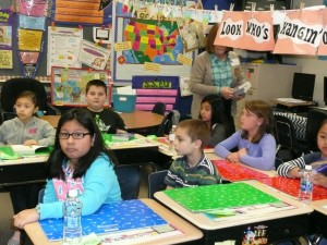 Rotarians present Thesauruses to third graders at Long Neck Elementary School
